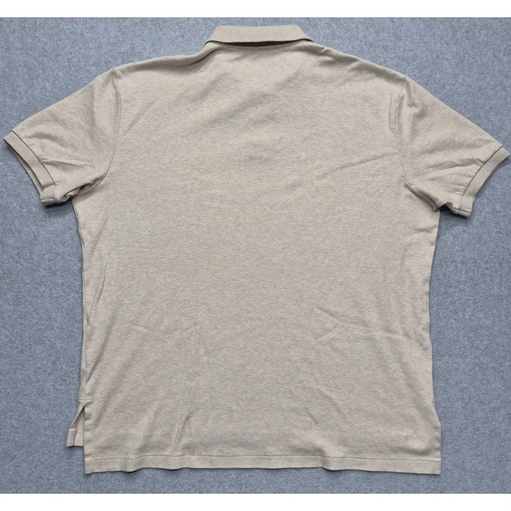 Polo Ralph Lauren Shirt Mens XL Beige Heather Pique Mesh Short Sleeve Pony Prep
